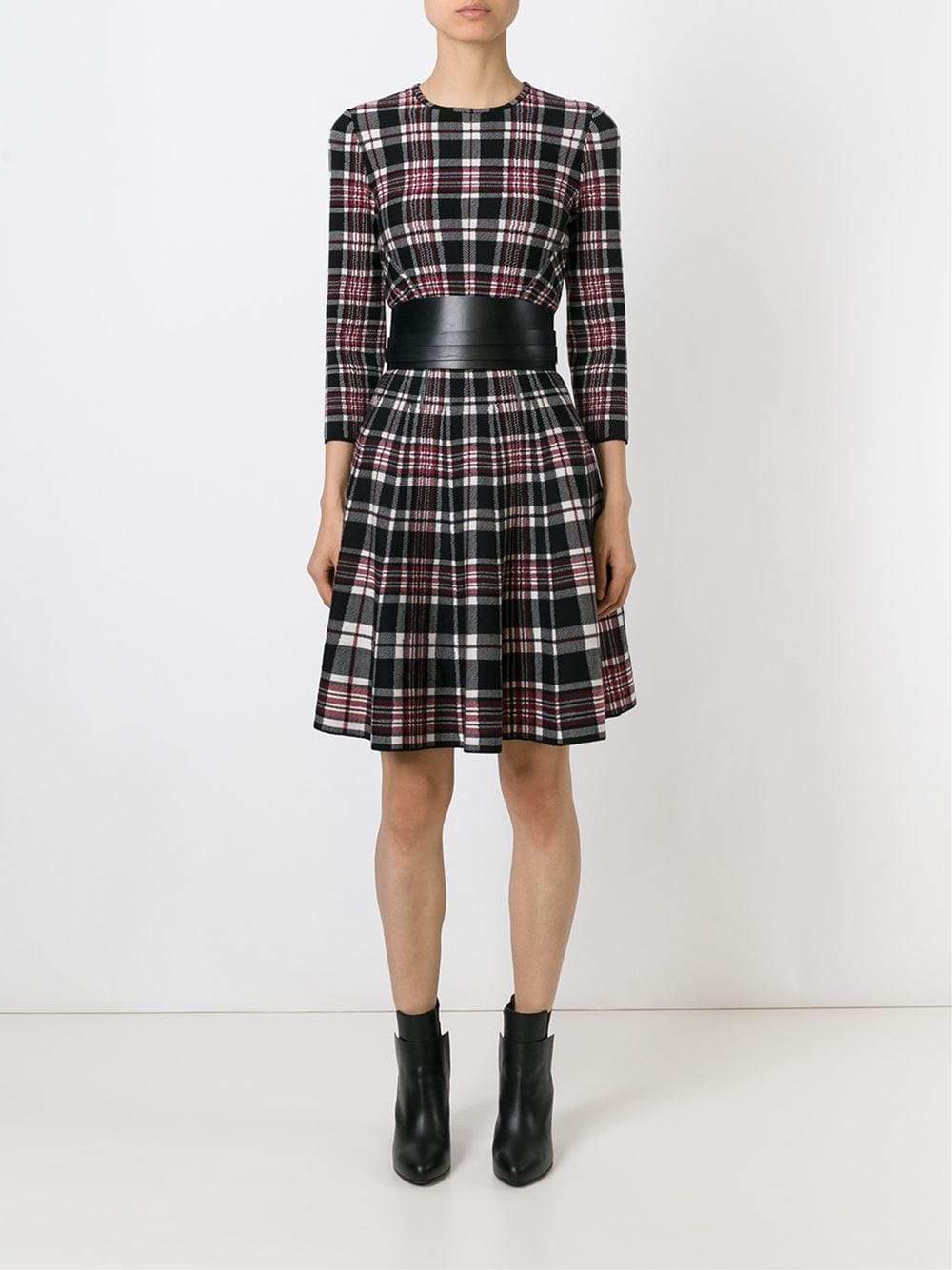 ALEXANDER MCQUEEN-Check Plaid Full Bottom Dress-