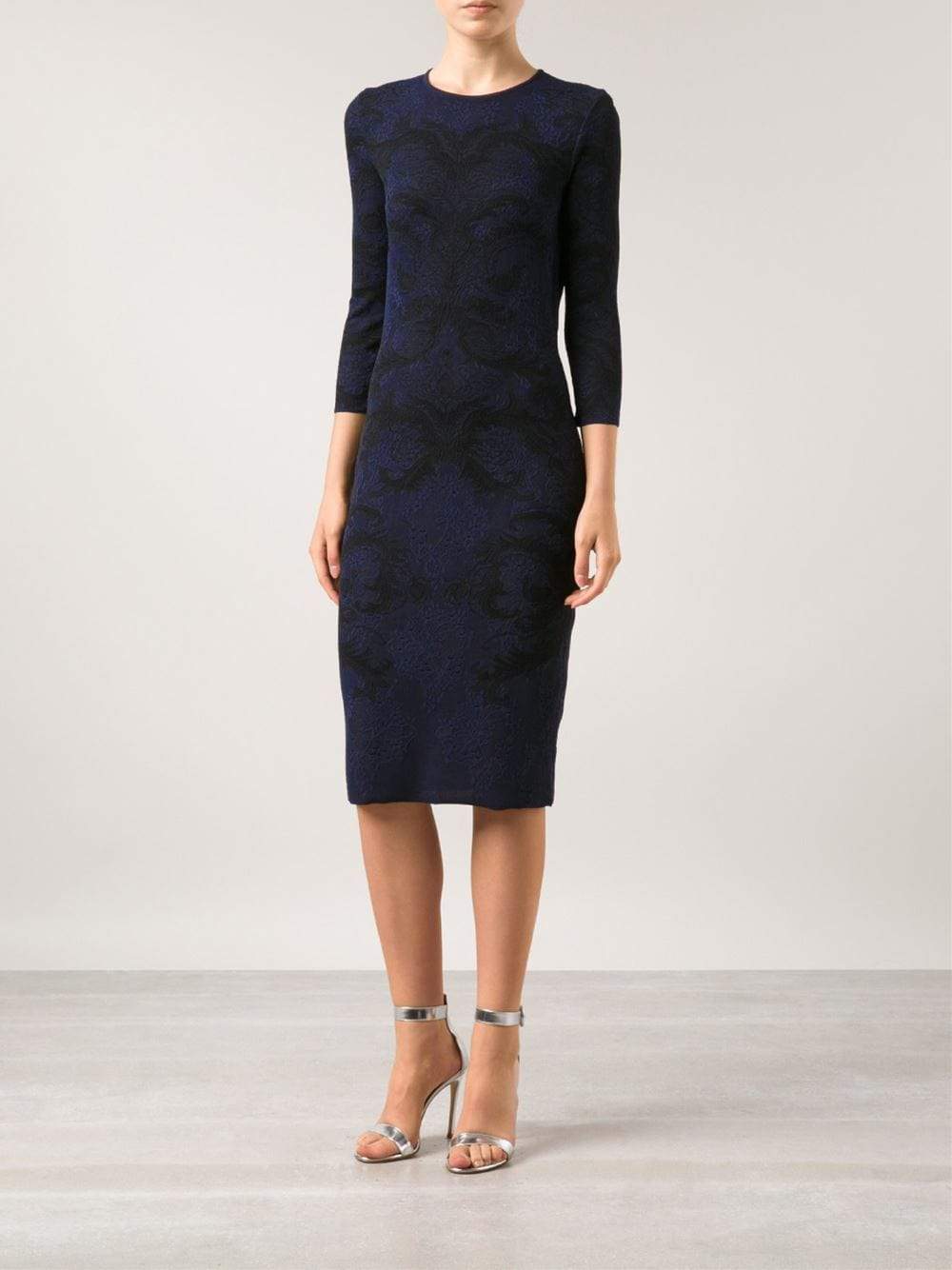 ALEXANDER MCQUEEN-Baroque Lace Knit Dress-