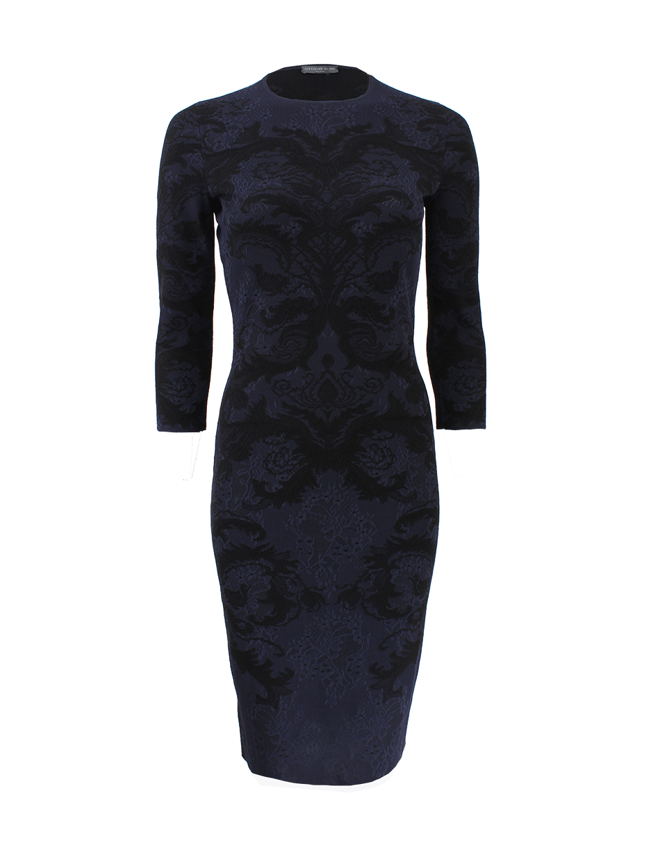 ALEXANDER MCQUEEN-Baroque Lace Knit Dress-