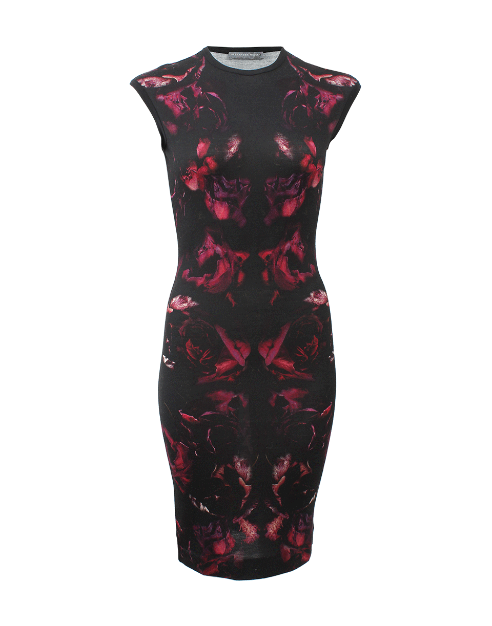 ALEXANDER MCQUEEN-Night Flower Print Pencil Dress-