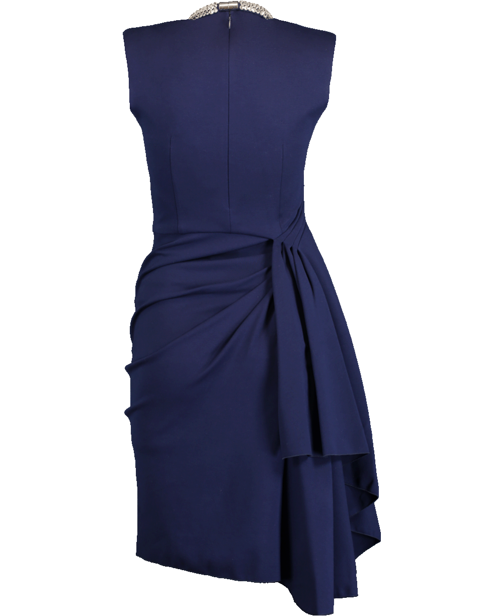 ALEXANDER MCQUEEN-Jersey Side Ruched Dress-SAPPHIRE