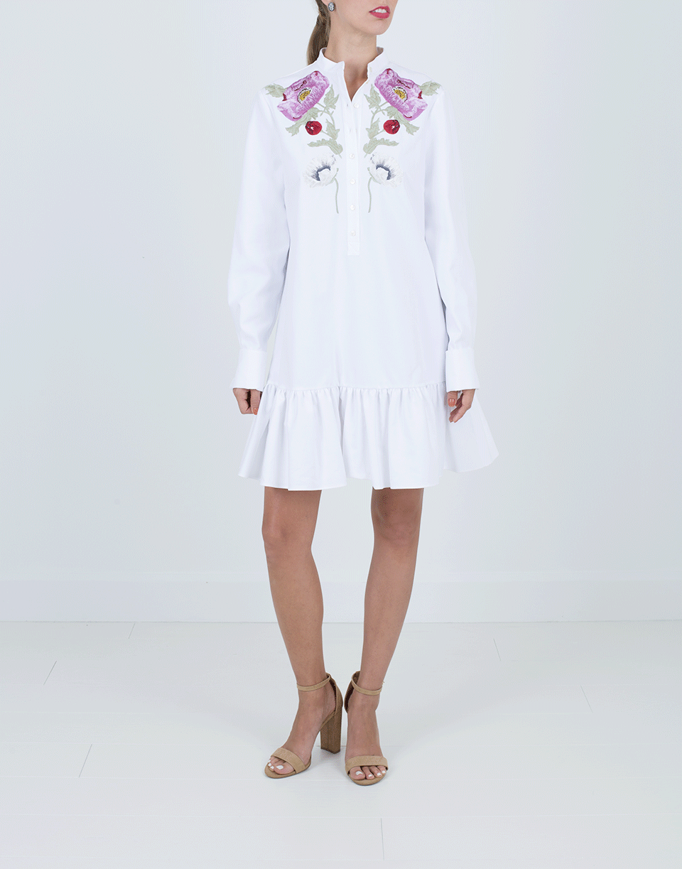 ALEXANDER MCQUEEN-Embroidered Mini Pique Shirt Dress-
