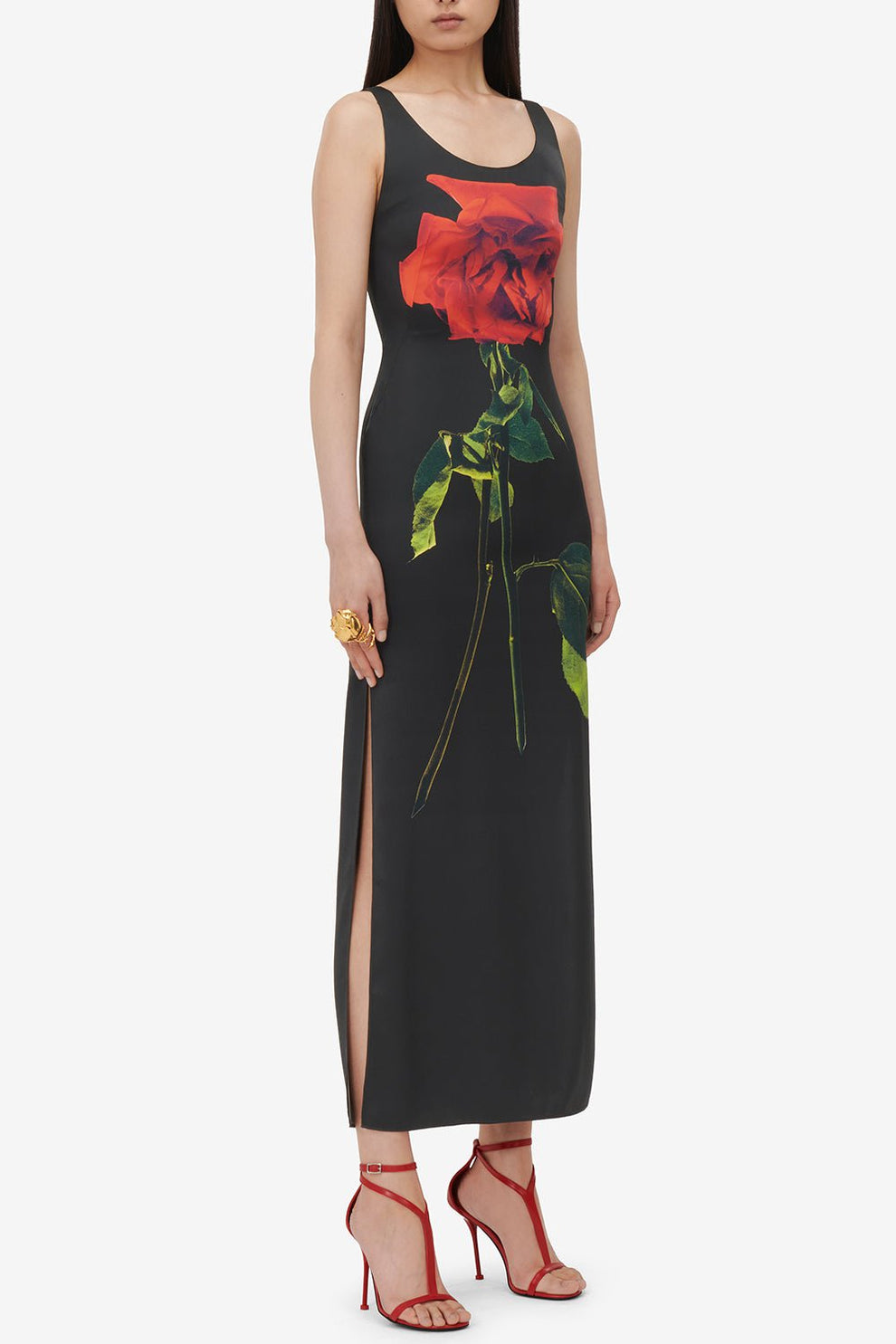 mcqueen midi dress Rose Print Midi Dress