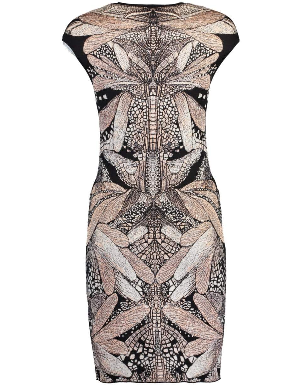 ALEXANDER MCQUEEN-Dragonfly Intarsia Knit Dress-BLACK