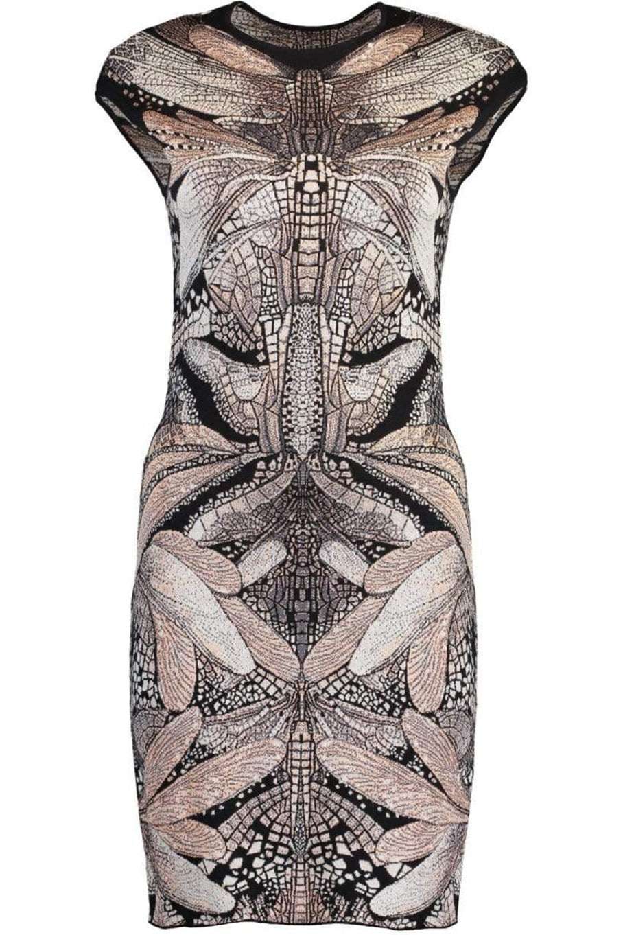 ALEXANDER MCQUEEN-Dragonfly Intarsia Knit Dress-BLACK