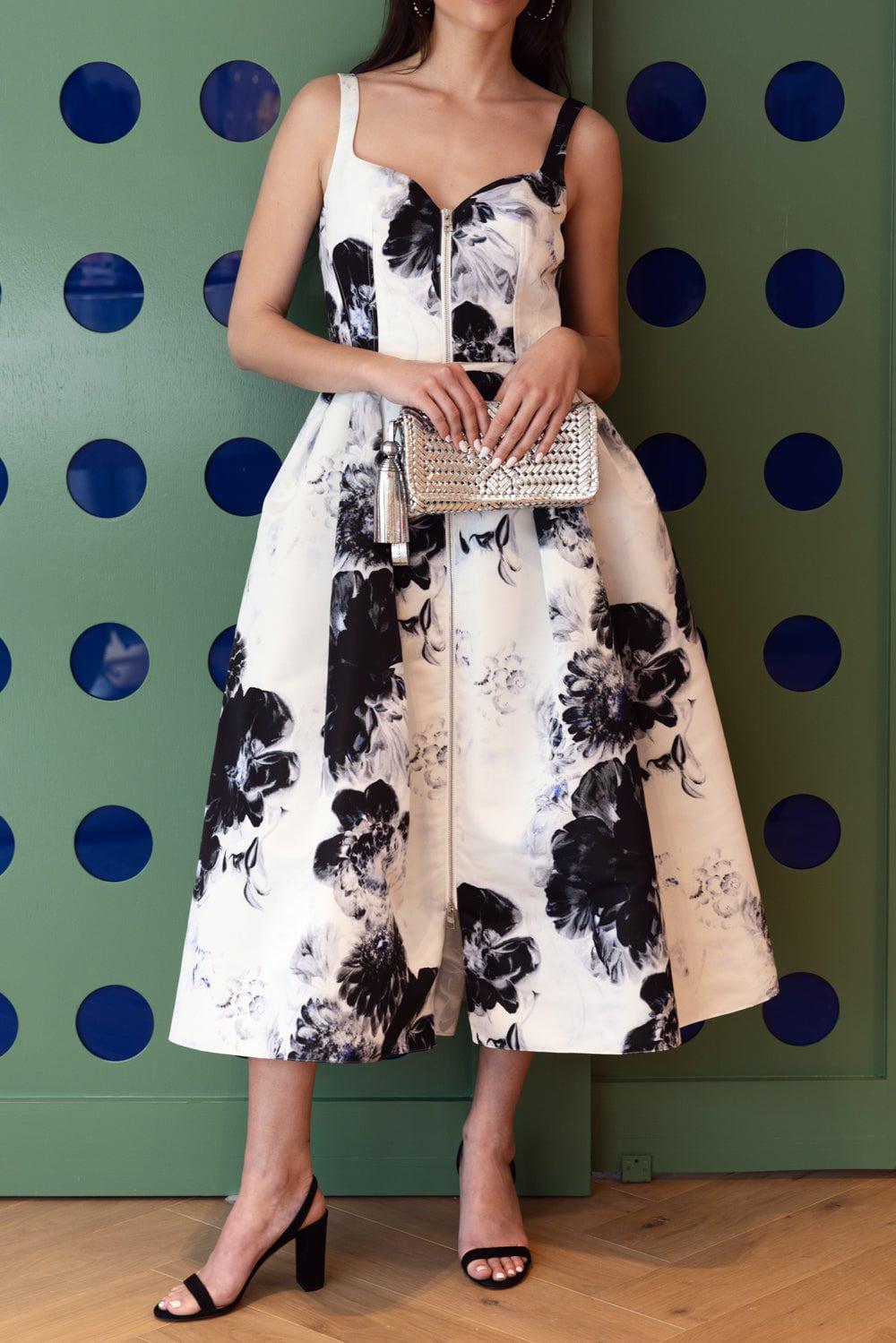 ALEXANDER MCQUEEN-Chiaroscuro Midi Dress-