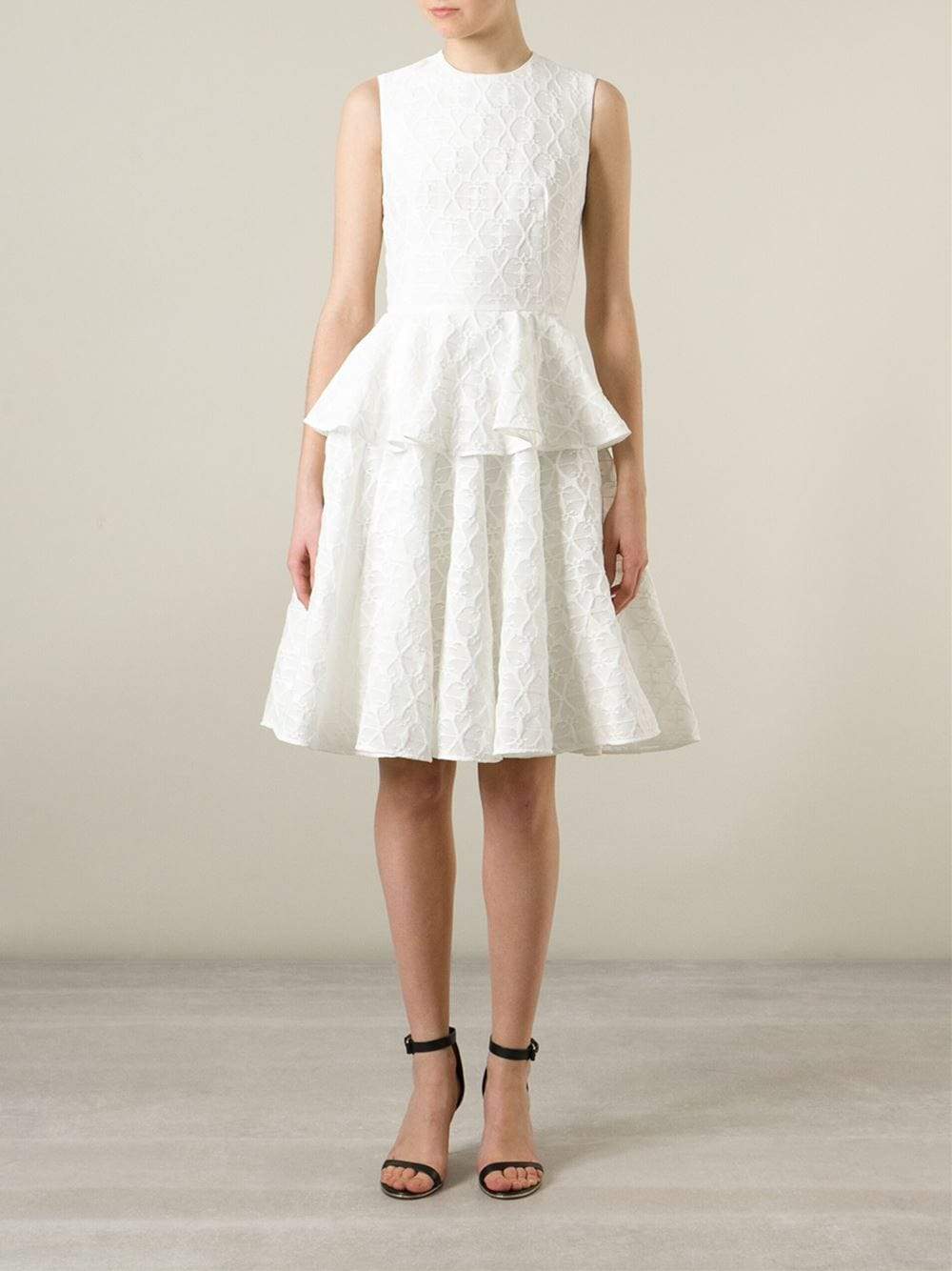 ALEXANDER MCQUEEN-Peplum Dress-WHITE