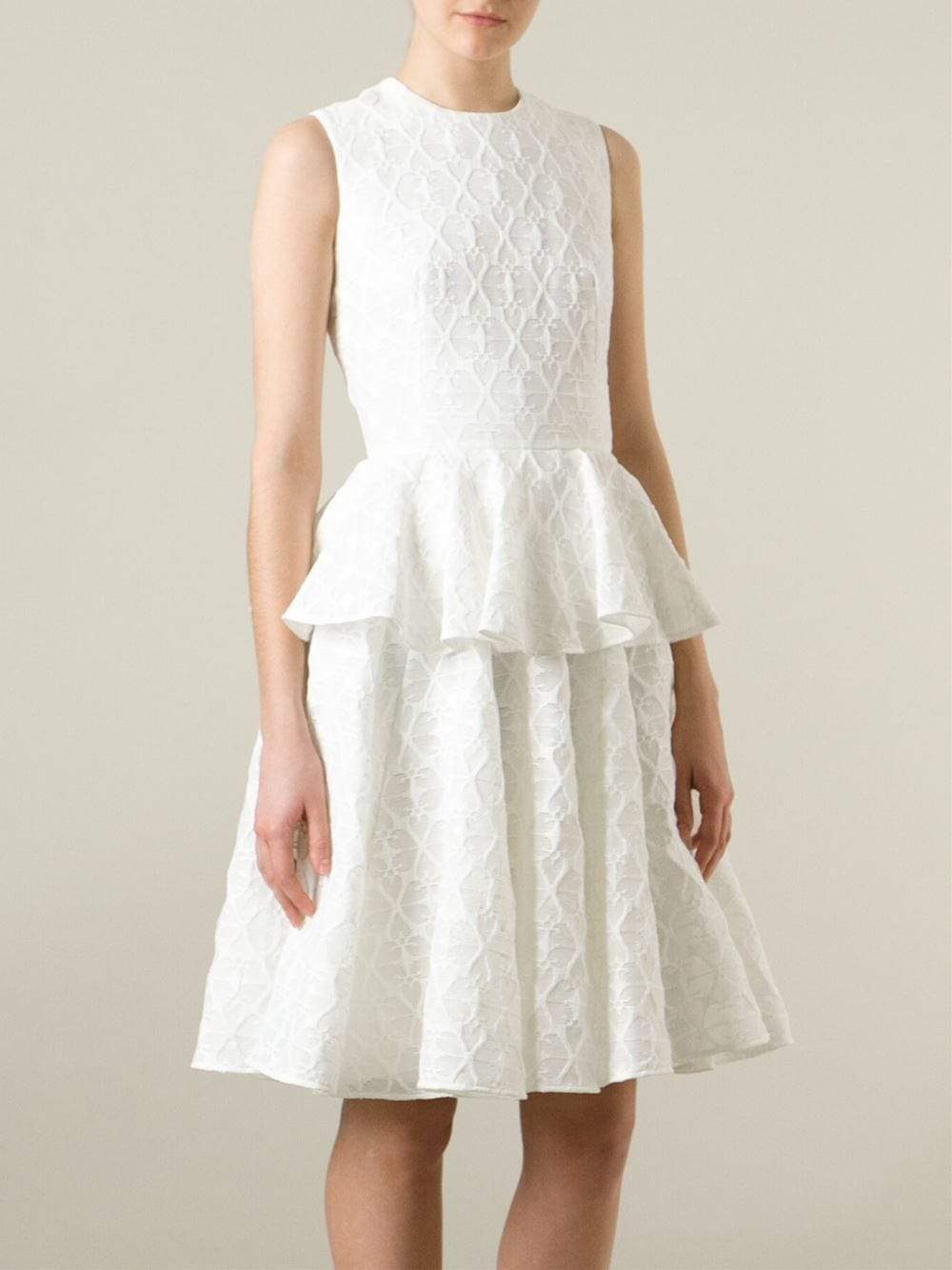 ALEXANDER MCQUEEN-Peplum Dress-WHITE