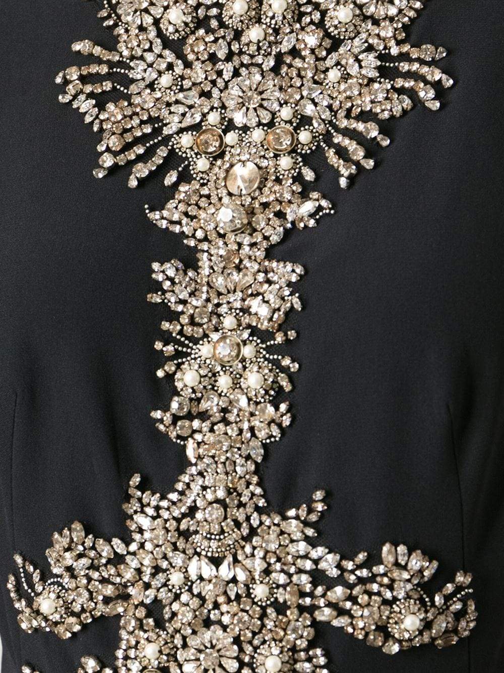 ALEXANDER MCQUEEN-Crystal Spine Embroidered Gown-BLACK