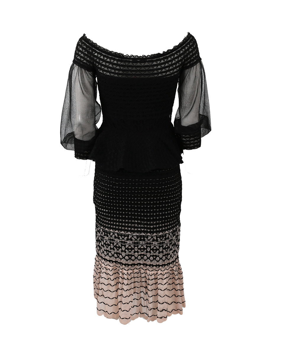 ALEXANDER MCQUEEN-Off Shoulder Peplum Knit Dress-