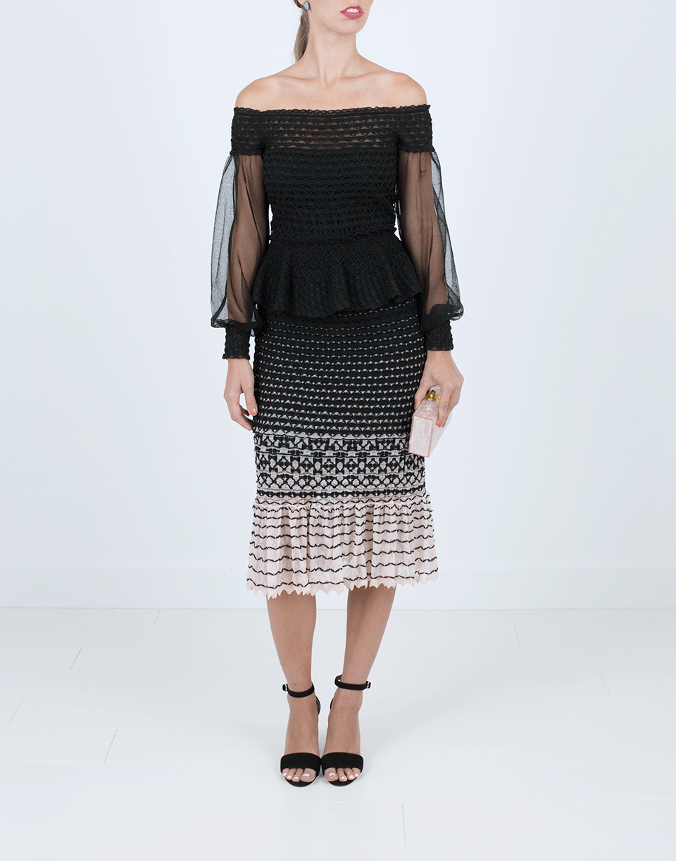 ALEXANDER MCQUEEN-Off Shoulder Peplum Knit Dress-