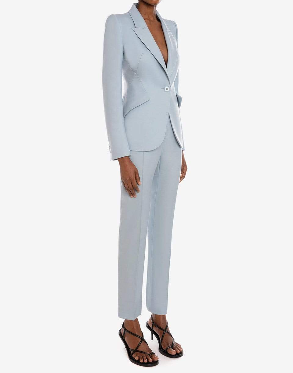 ALEXANDER MCQUEEN-Powder Blue Peak Shoulder Wool Jacket-BLUE