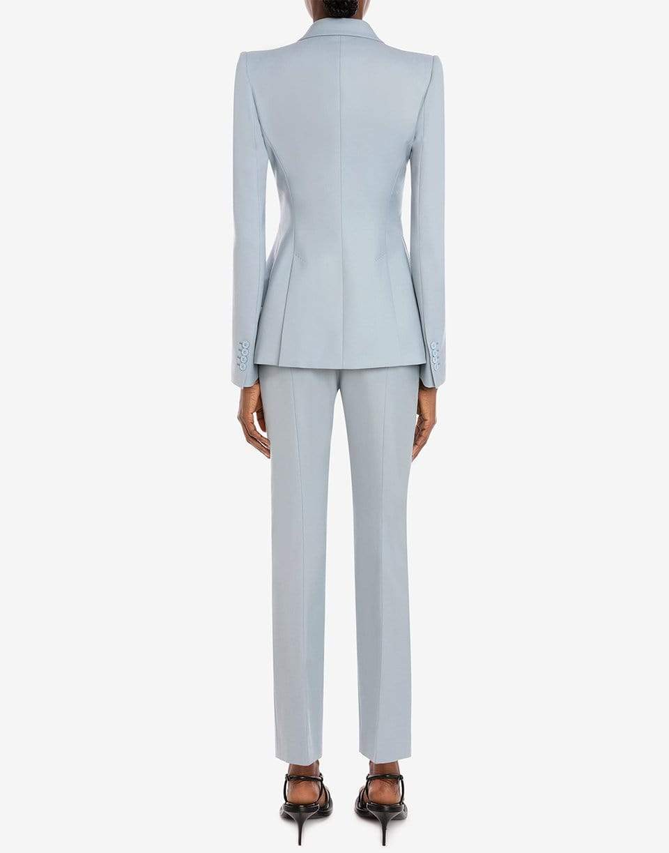 ALEXANDER MCQUEEN-Powder Blue Peak Shoulder Wool Jacket-BLUE