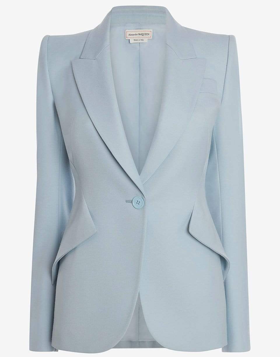 ALEXANDER MCQUEEN-Powder Blue Peak Shoulder Wool Jacket-BLUE