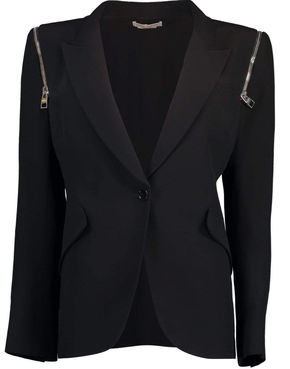 ALEXANDER MCQUEEN-Zip Detail Shoulder Jacket-BLACK