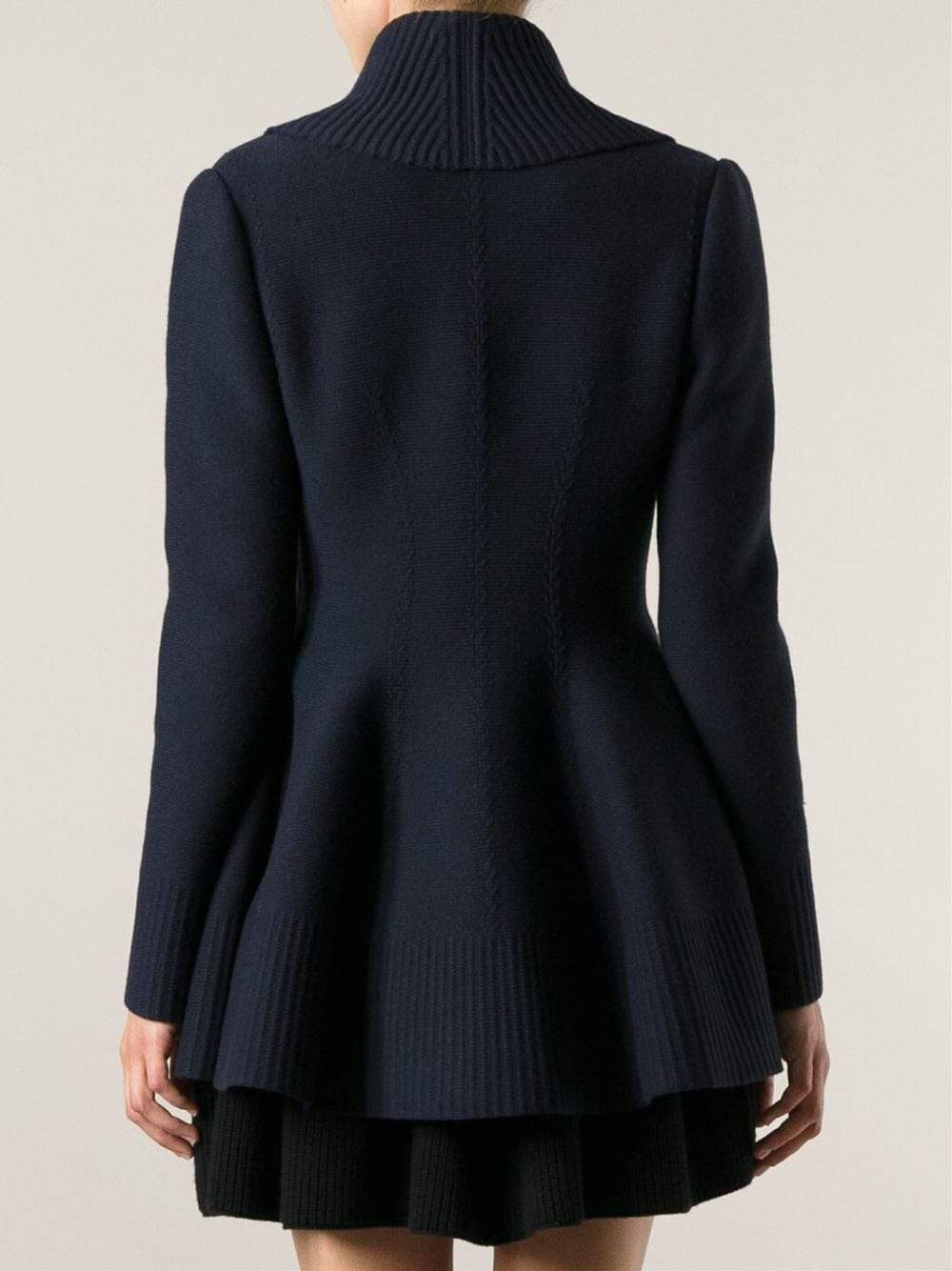ALEXANDER MCQUEEN-Ribbed Lapel Peplum Jacket-