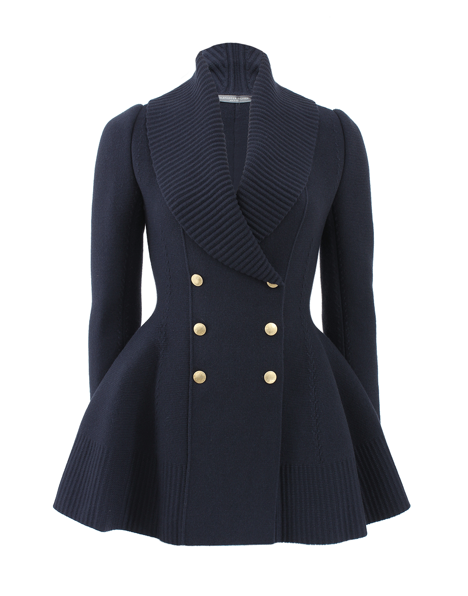 ALEXANDER MCQUEEN-Ribbed Lapel Peplum Jacket-