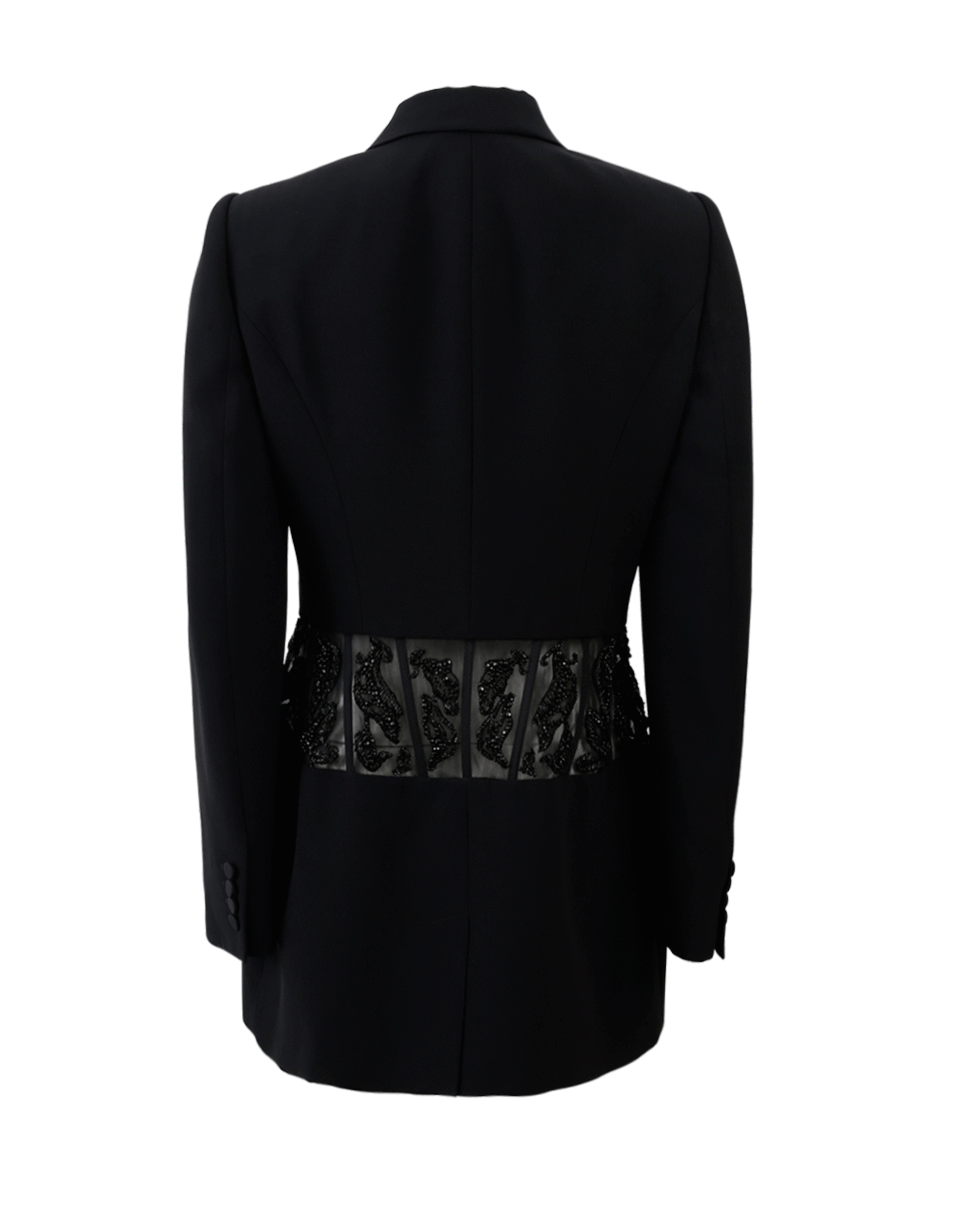 ALEXANDER MCQUEEN-Leaf Crepe Embroidered Jacket-BLACK