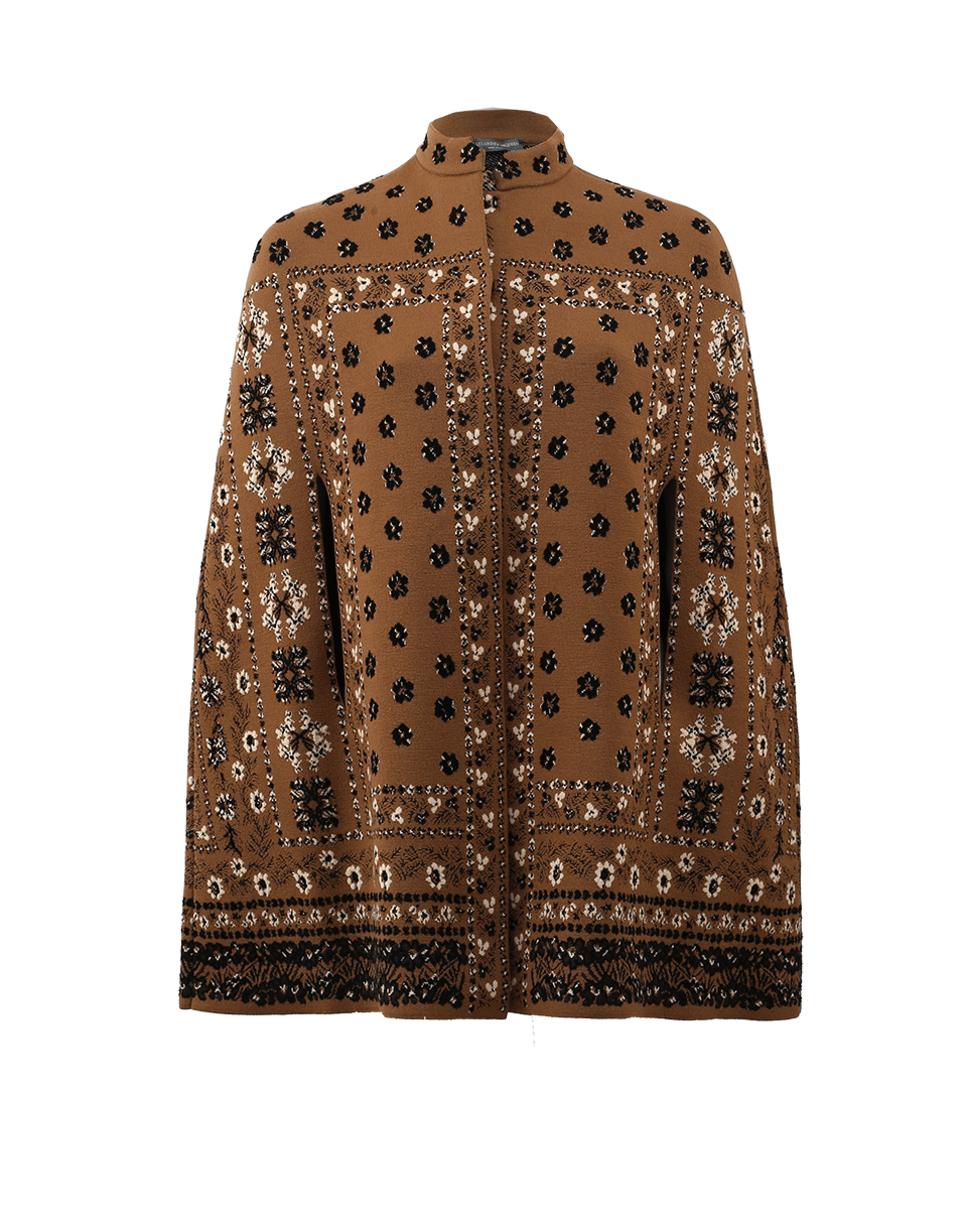 ALEXANDER MCQUEEN-Knit Floral Jacquard Cape-