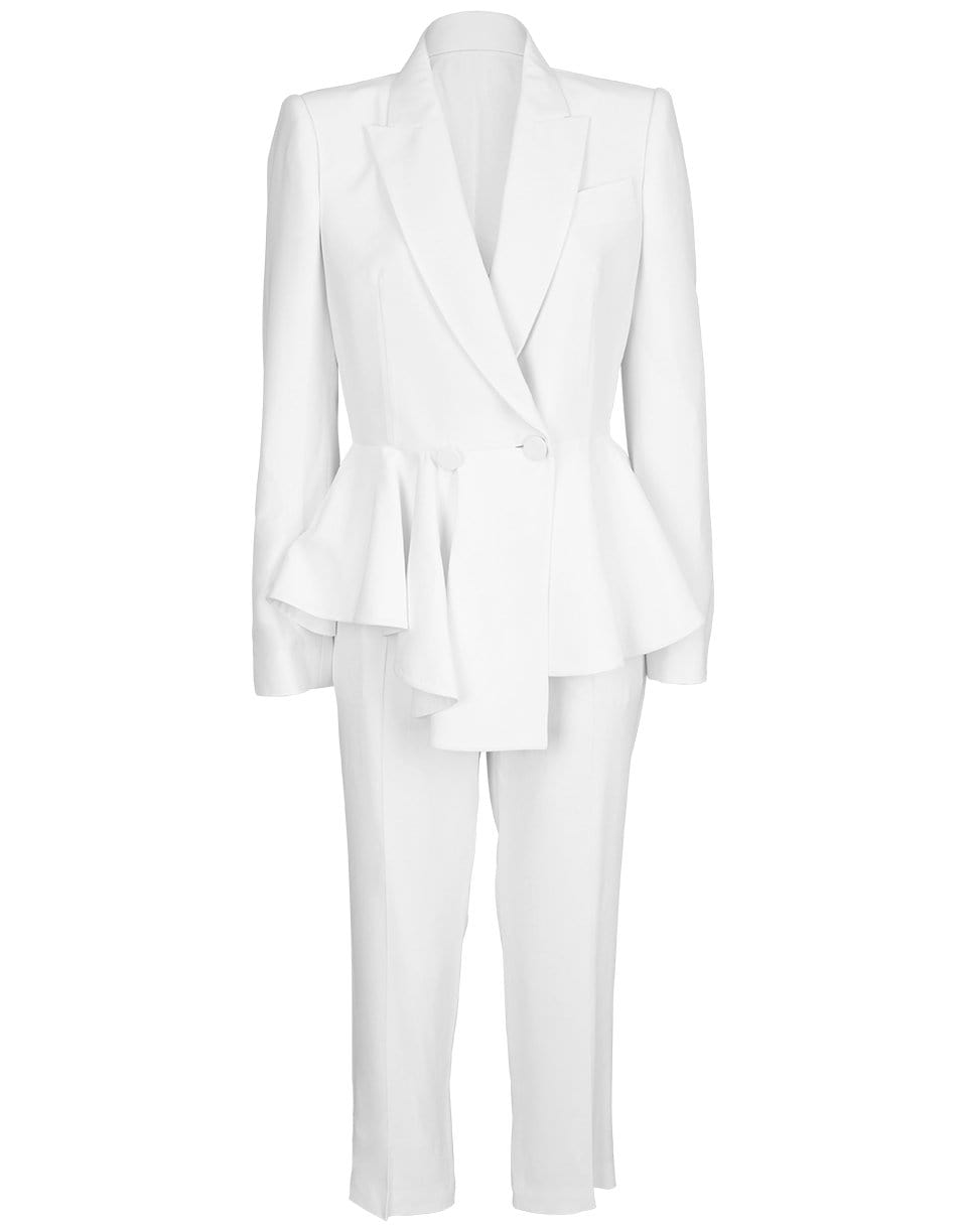 ALEXANDER MCQUEEN-Peplum Jacket and Pant Suit-IVORY