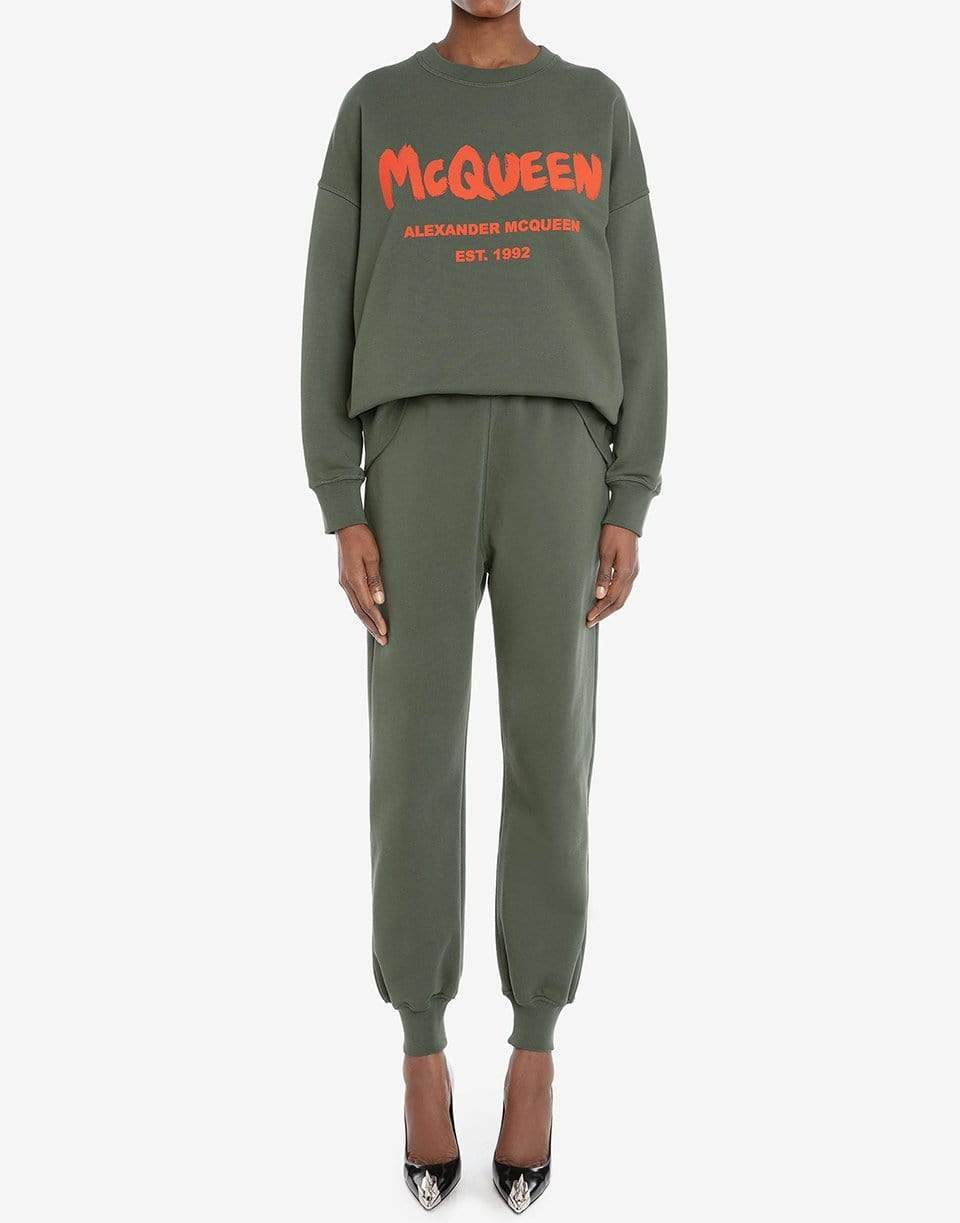 ALEXANDER MCQUEEN-Khaki McQueen Graffiti Joggers-