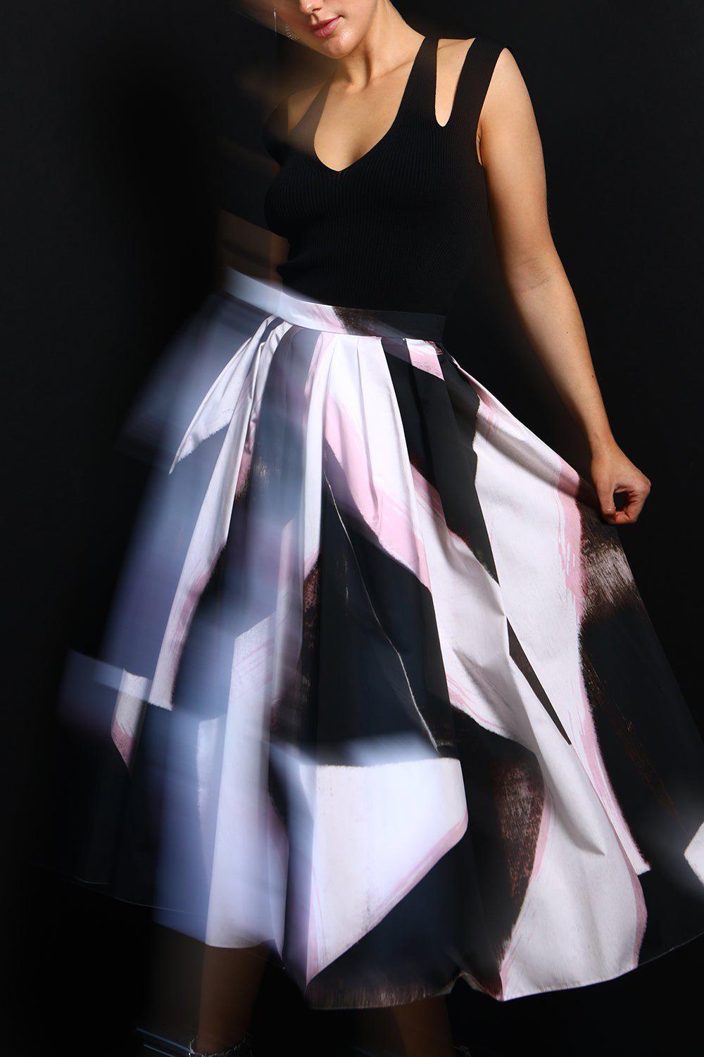 ALEXANDER MCQUEEN-Pleated Midi Skirt-