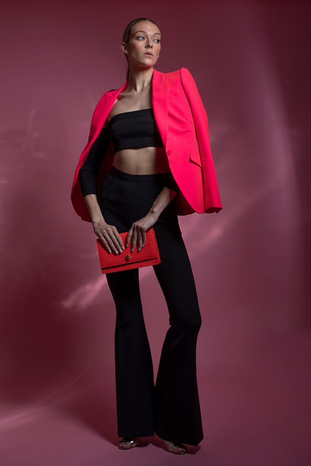 ALEXANDER MCQUEEN-Off Shoulder Crop Top-