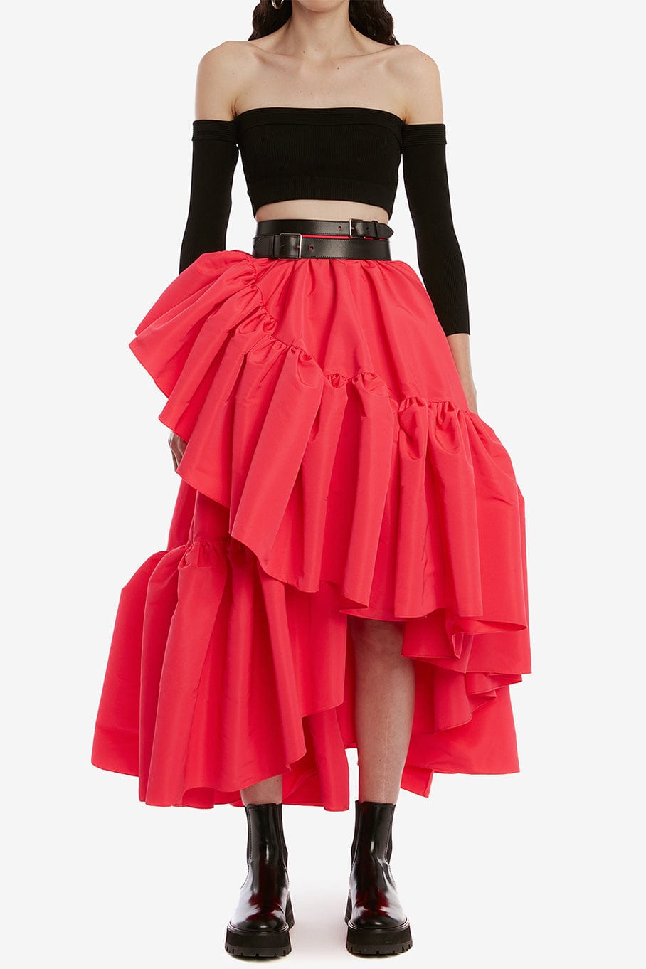 ALEXANDER MCQUEEN-Off Shoulder Crop Top-