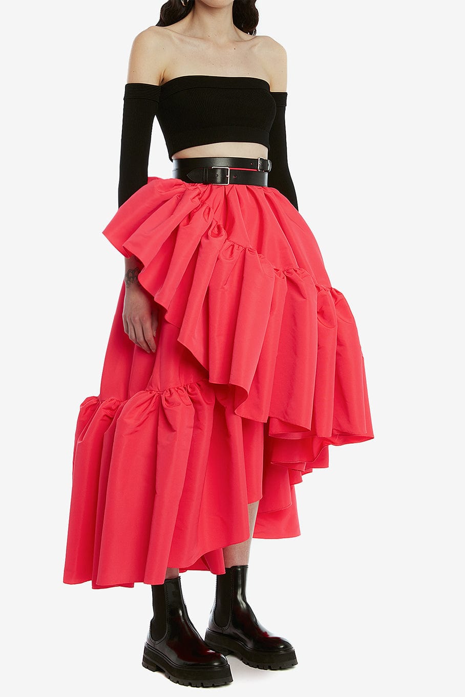 ALEXANDER MCQUEEN-Off Shoulder Crop Top-
