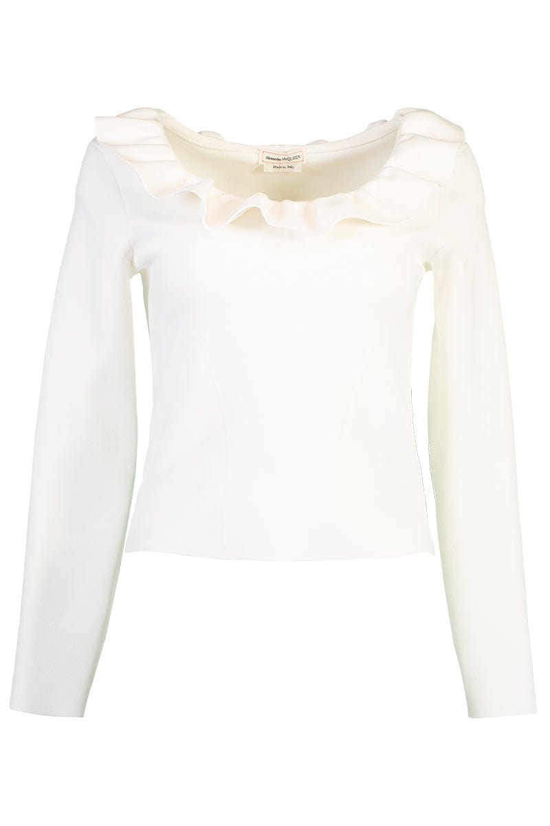 ALEXANDER MCQUEEN-Knit Pull On Top With Ruffle-