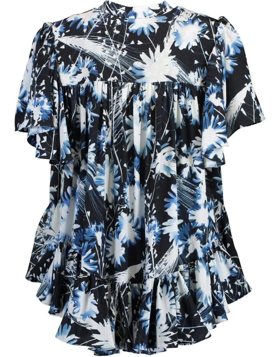 ALEXANDER MCQUEEN-Ruffled A-Line Print Shirt-