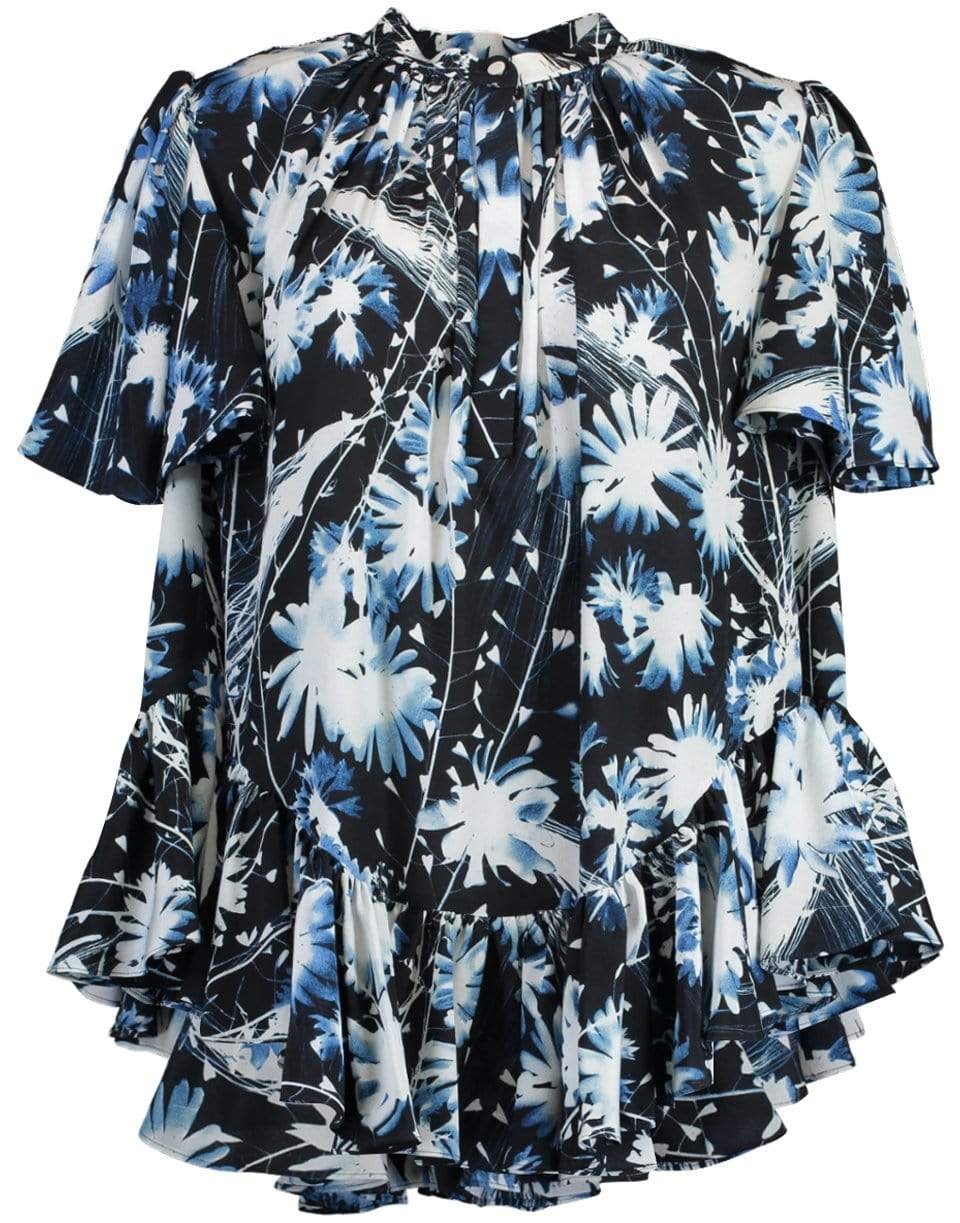 ALEXANDER MCQUEEN-Ruffled A-Line Print Shirt-