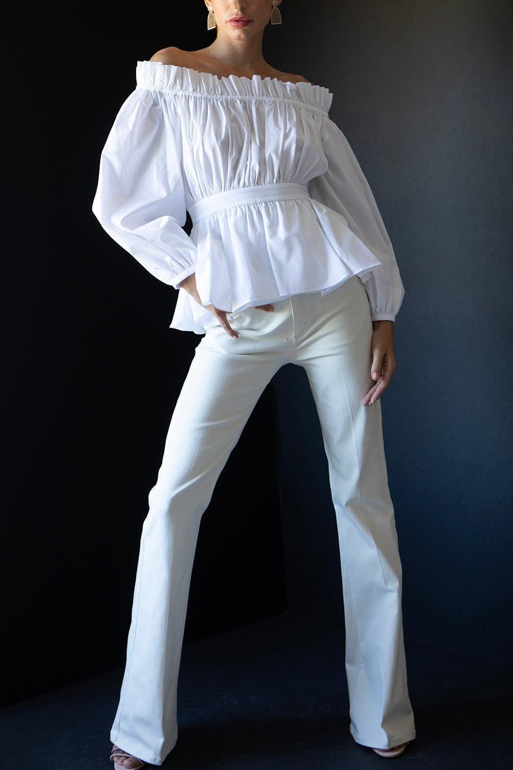 ALEXANDER MCQUEEN-Smocked Off The Shoulder Top-