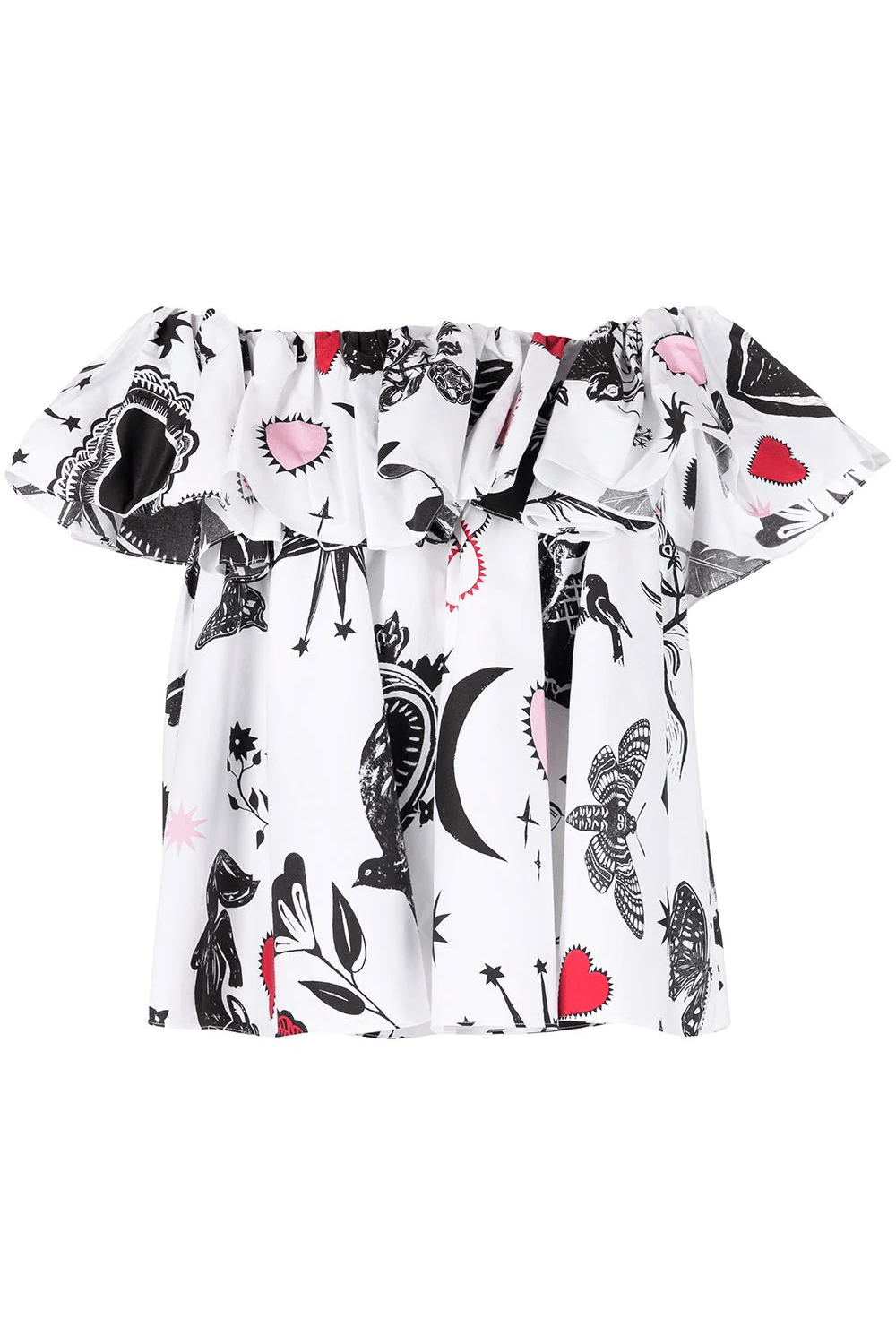 ALEXANDER MCQUEEN-White Ruffle Neck Blouse-