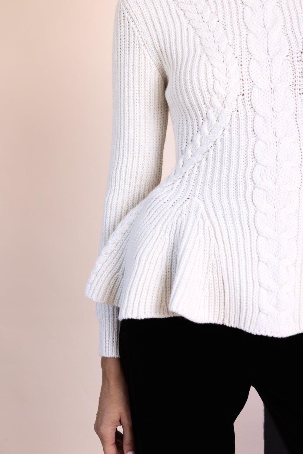 ALEXANDER MCQUEEN-Cable Knit Peplum Sweater-