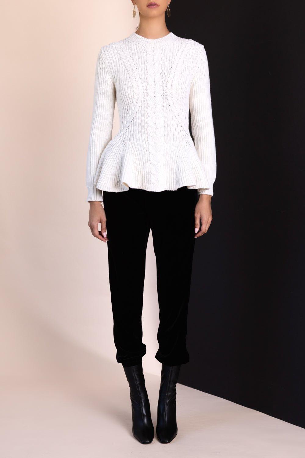 ALEXANDER MCQUEEN-Cable Knit Peplum Sweater-