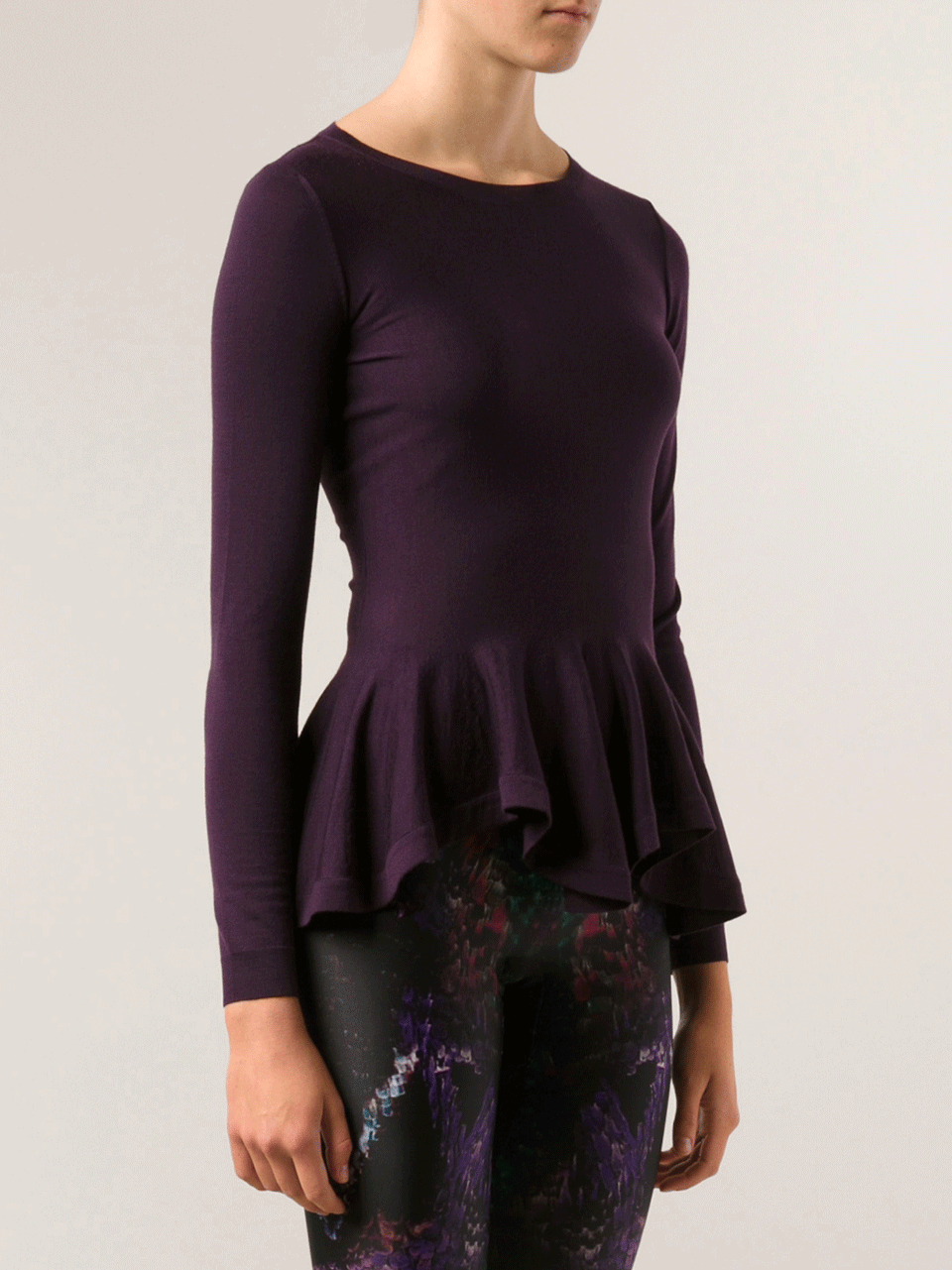 ALEXANDER MCQUEEN-Boatneck Peplum Pullover-