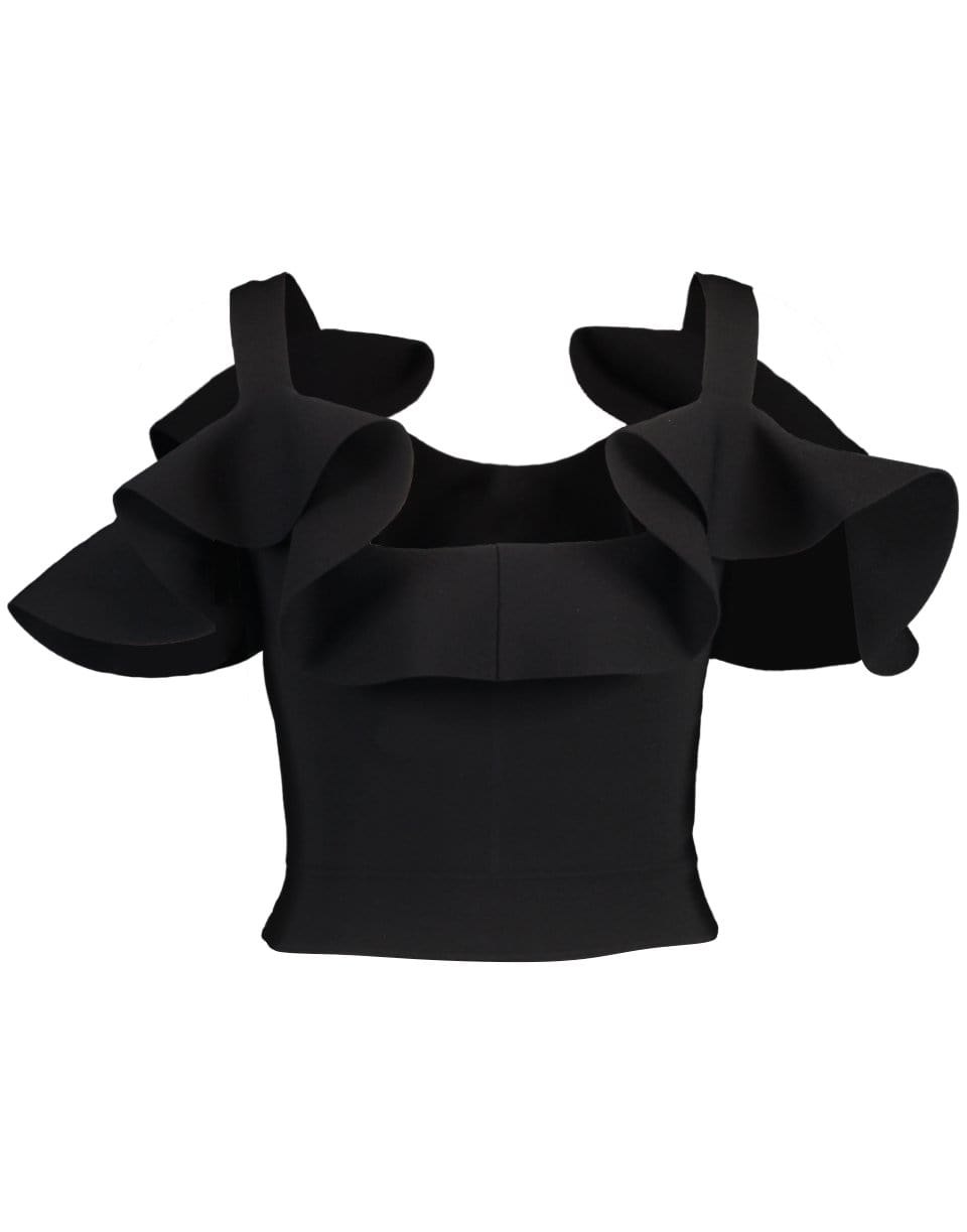 ALEXANDER MCQUEEN-Off Shoulder Ruffle Top-
