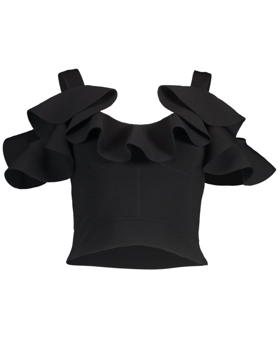 ALEXANDER MCQUEEN-Off Shoulder Ruffle Top-
