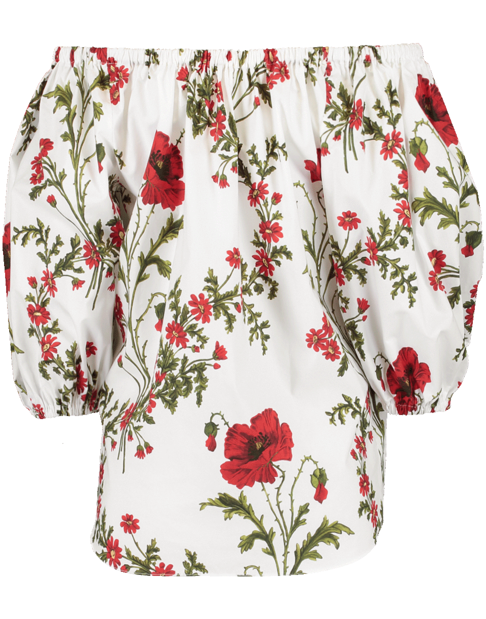 ALEXANDER MCQUEEN-Off Shoulder Poppy Print Top-