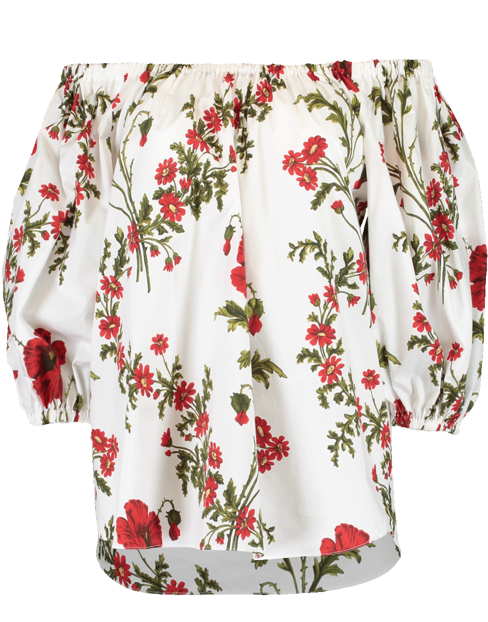 ALEXANDER MCQUEEN-Off Shoulder Poppy Print Top-