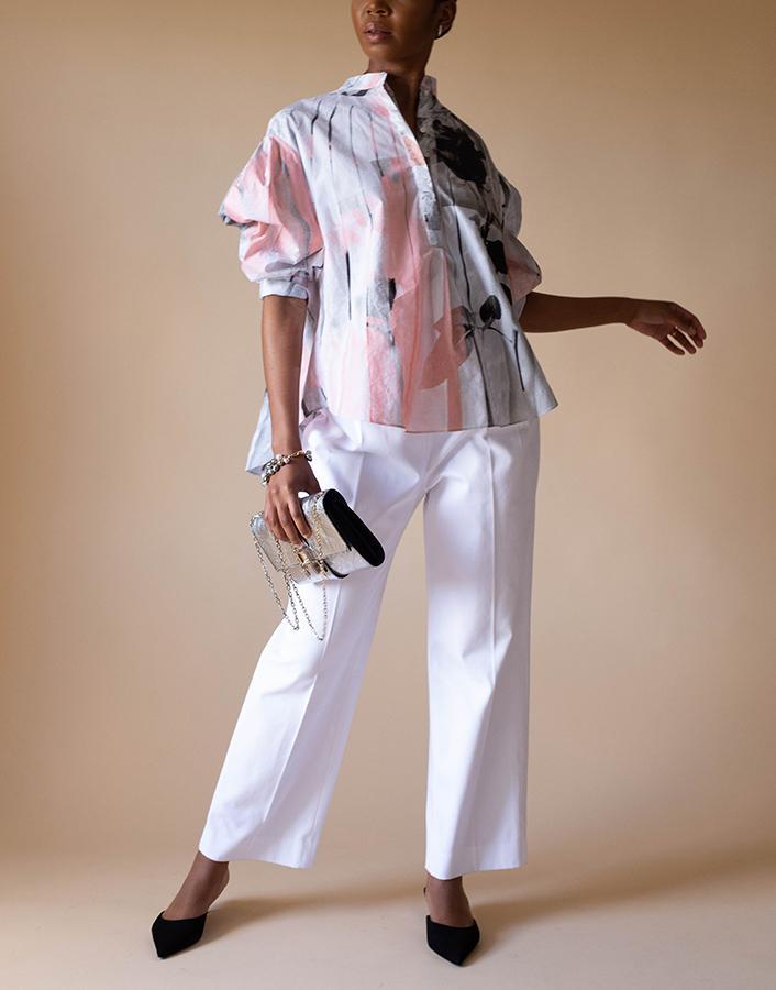 ALEXANDER MCQUEEN-Poplin Cocoon Sleeve Shirt-