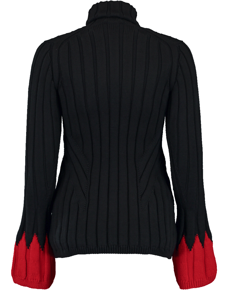 ALEXANDER MCQUEEN-Turtle Neck Contrast Cuff Top-