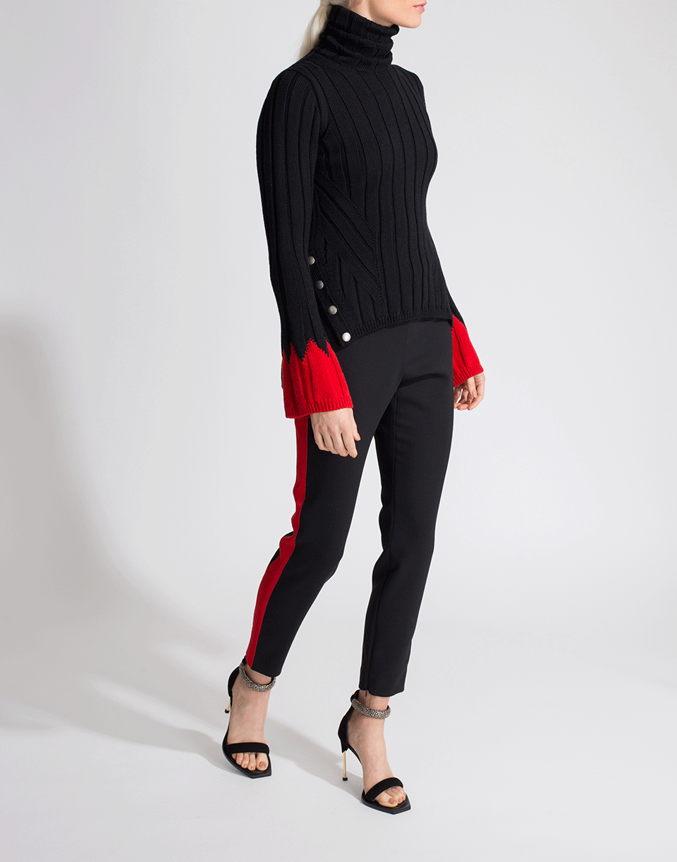 ALEXANDER MCQUEEN-Turtle Neck Contrast Cuff Top-
