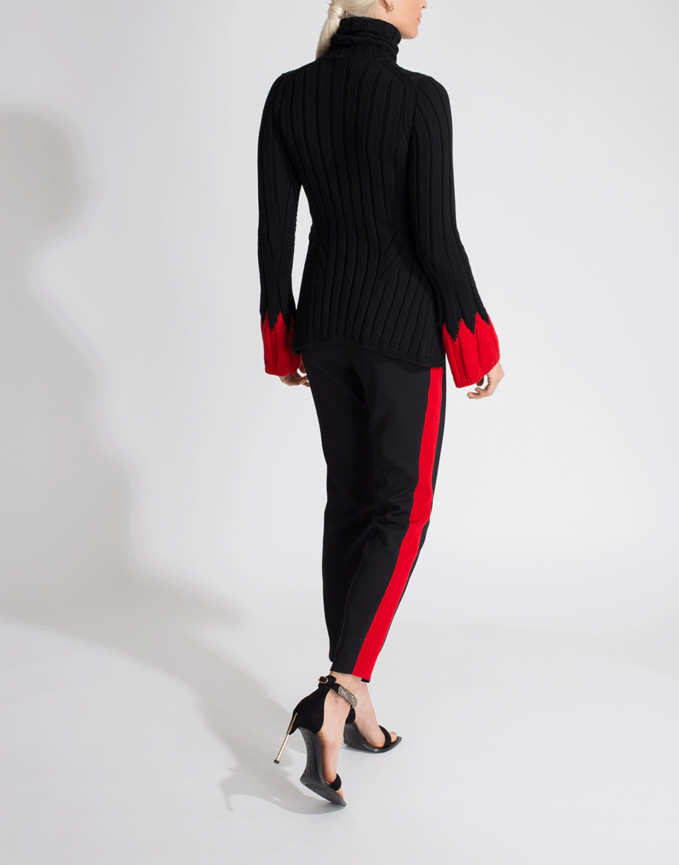 ALEXANDER MCQUEEN-Turtle Neck Contrast Cuff Top-