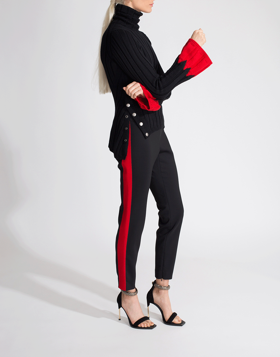 ALEXANDER MCQUEEN-Turtle Neck Contrast Cuff Top-