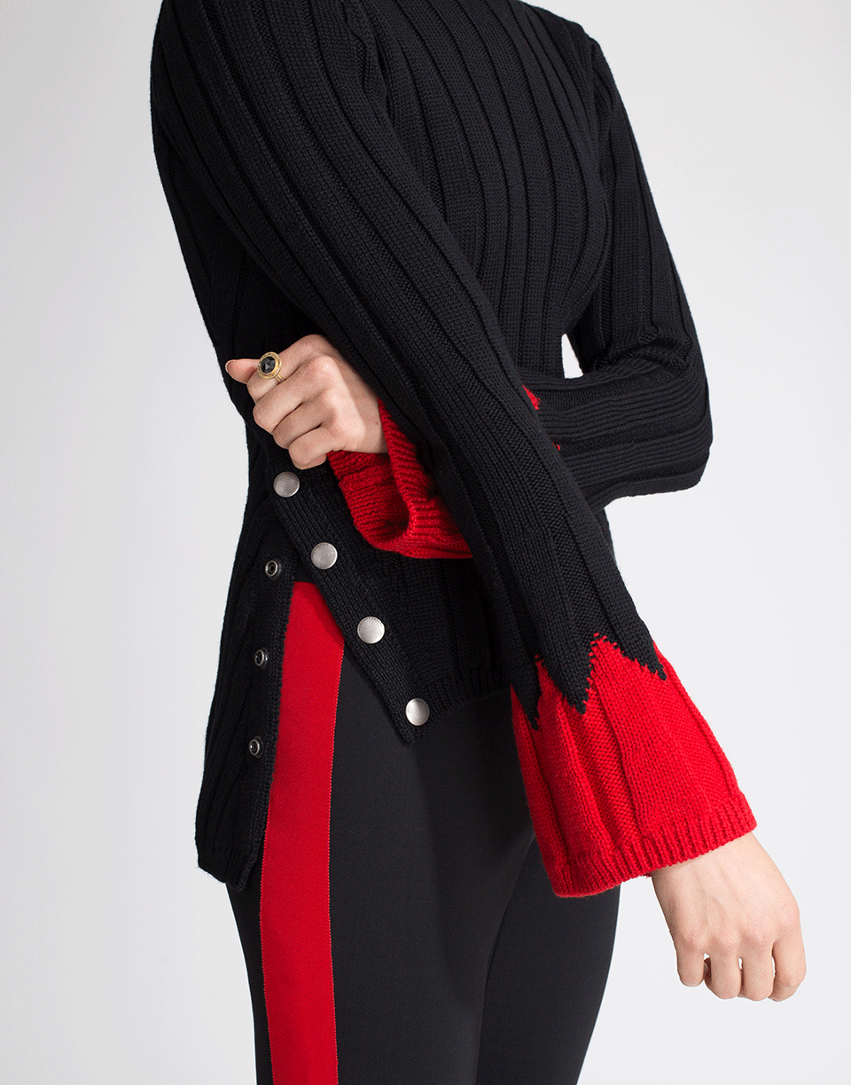 ALEXANDER MCQUEEN-Turtle Neck Contrast Cuff Top-