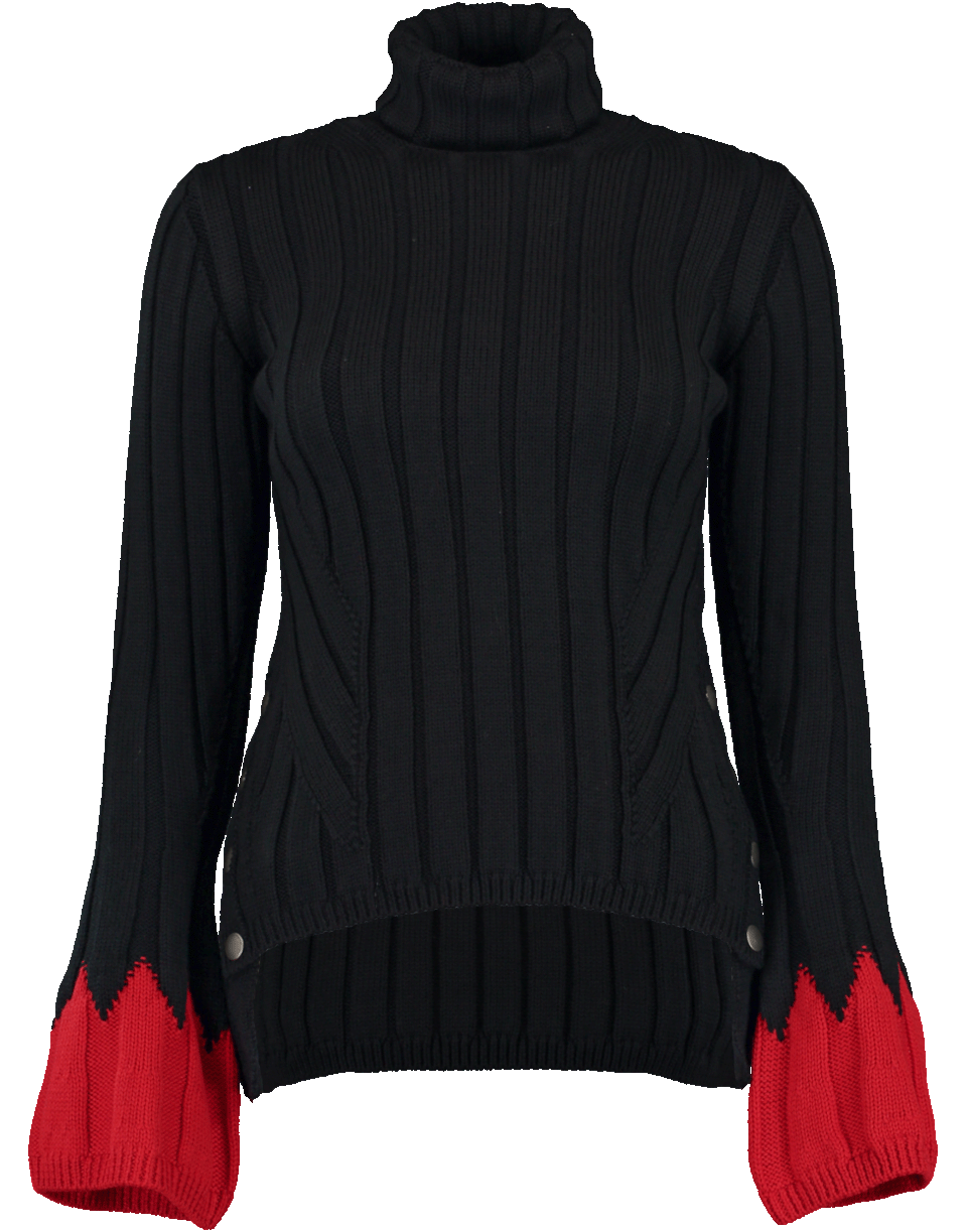 ALEXANDER MCQUEEN-Turtle Neck Contrast Cuff Top-