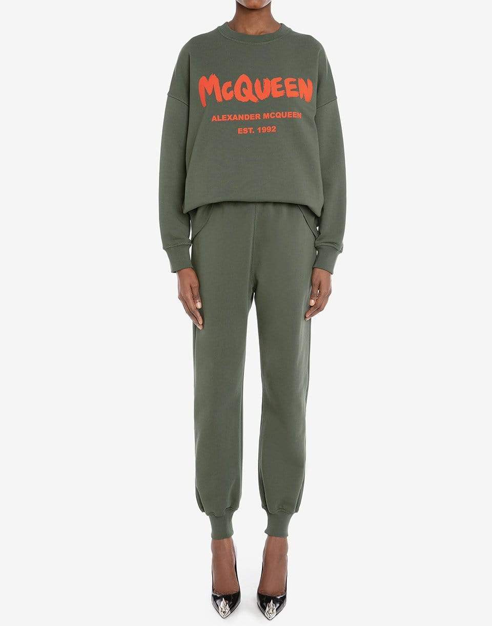 ALEXANDER MCQUEEN-Khaki McQueen Graffiti Sweatshirt-