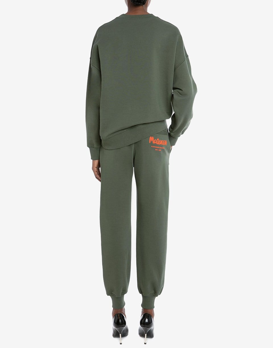 ALEXANDER MCQUEEN-Khaki McQueen Graffiti Sweatshirt-